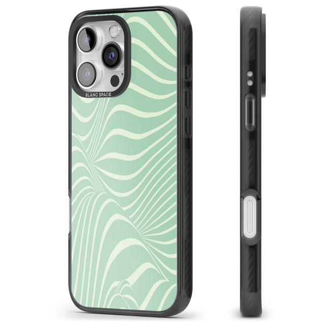 iPhone 16 Pro Max Mint Green Distorted Line Black Impact Phone Case