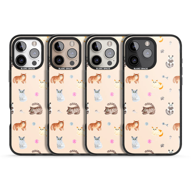 iPhone 16 Pro Max Cats with Toys Black Impact Phone Case