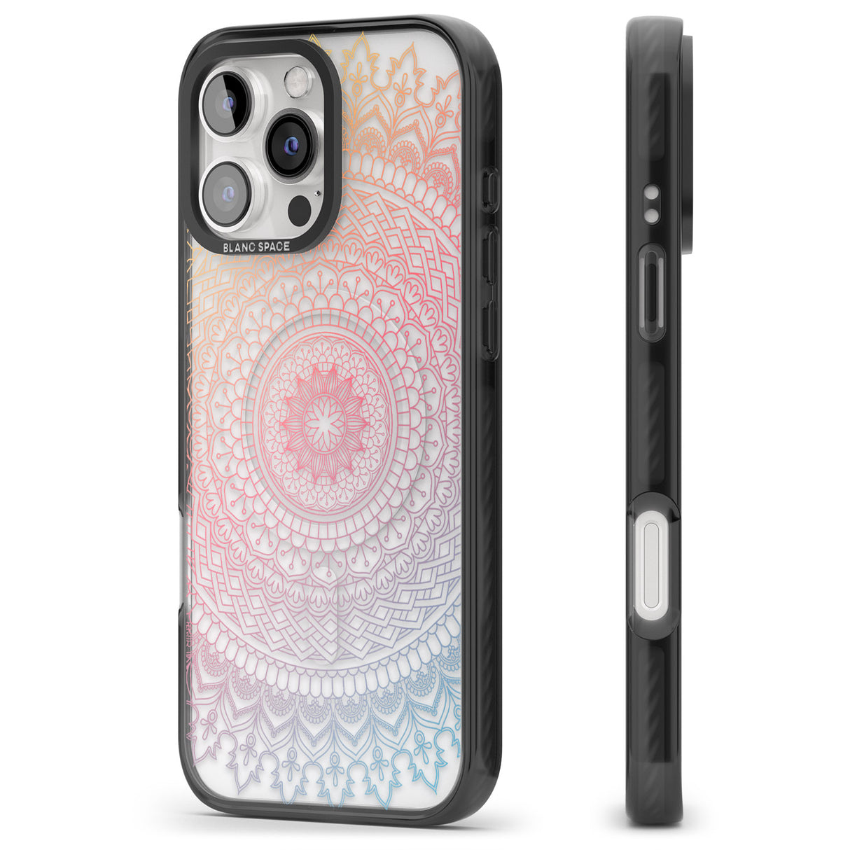 iPhone 16 Pro Max Large Rainbow Mandala Black Impact Phone Case