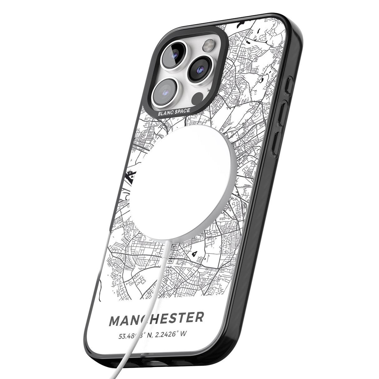 iPhone 16 Pro Max Map of Manchester, England Black Impact Phone Case