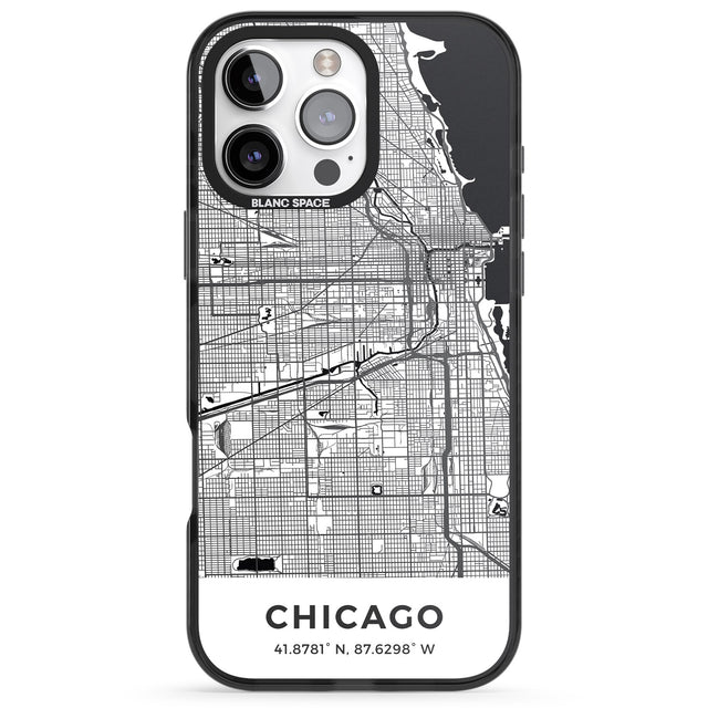 iPhone 16 Pro Max Map of Chicago, Illinois Black Impact Phone Case