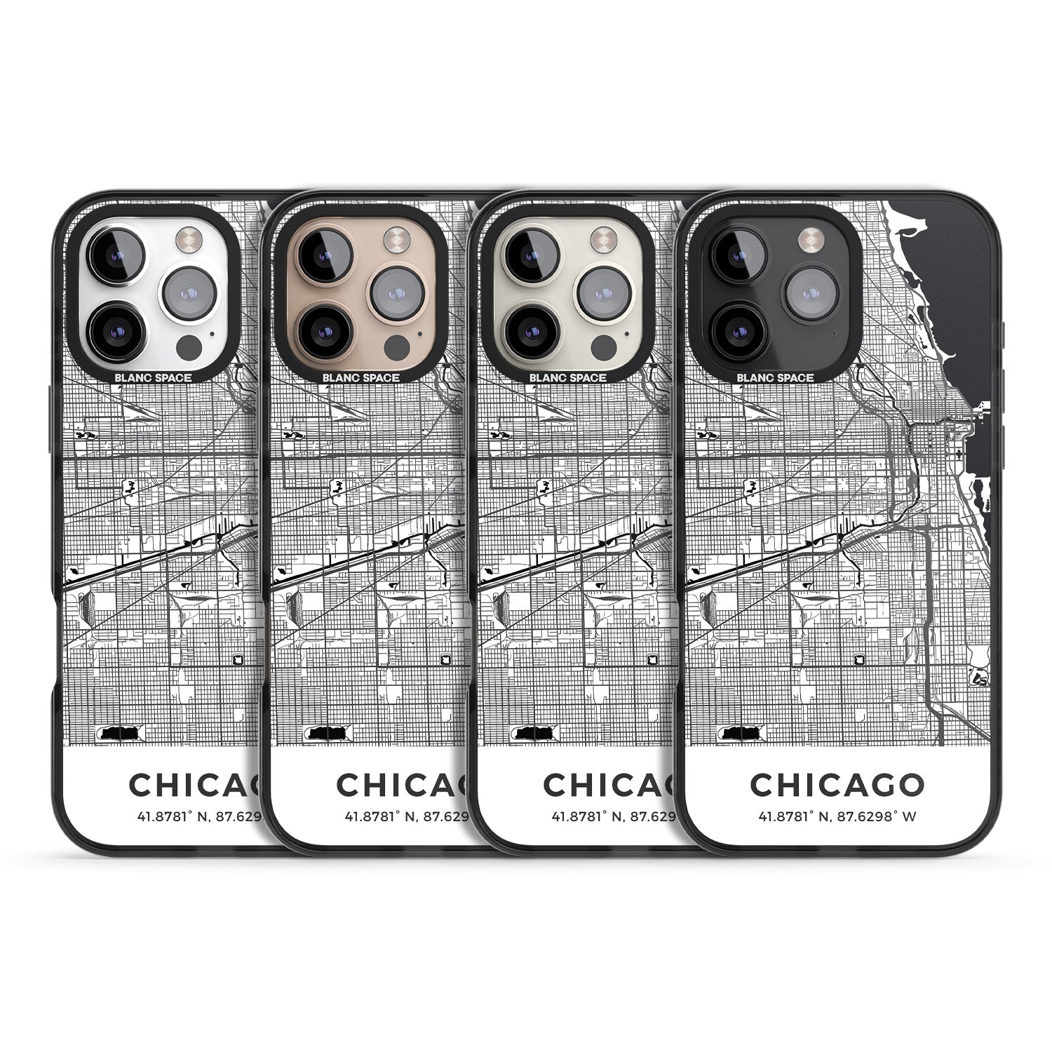iPhone 16 Pro Max Map of Chicago, Illinois Black Impact Phone Case