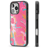 iPhone 16 Pro Max Pink, Orange & Turquoise Marbled Paper Pattern Black Impact Phone Case