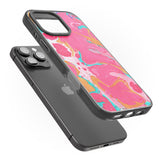 iPhone 16 Pro Max Pink, Orange & Turquoise Marbled Paper Pattern Black Impact Phone Case