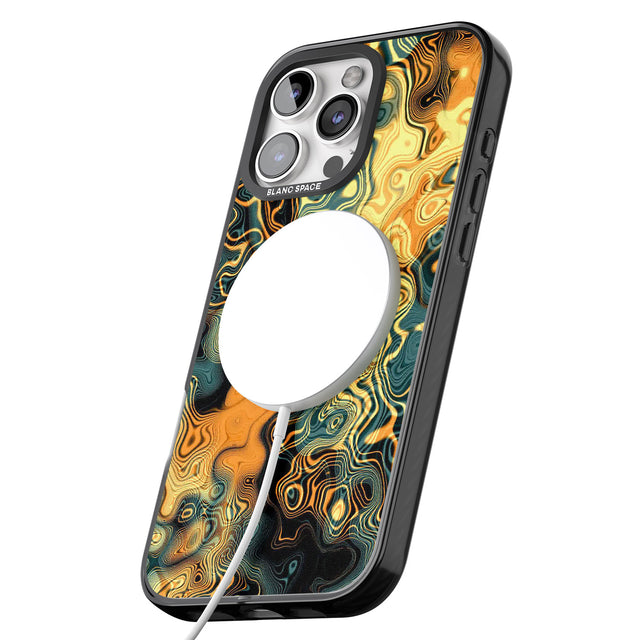 iPhone 16 Pro Max Gold Green Marble Black Impact Phone Case