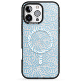 iPhone 16 Pro Max Light Blue Pattern Memphis Retro Pattern Design Black Impact Phone Case