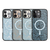 iPhone 16 Pro Max Light Blue Pattern Memphis Retro Pattern Design Black Impact Phone Case