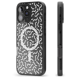 iPhone 16 Pro Max White Wavy Squiggles Memphis Retro Pattern Design Black Impact Phone Case