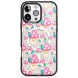 iPhone 16 Pro Max Cute Mushrooms Pattern Black Impact Phone Case