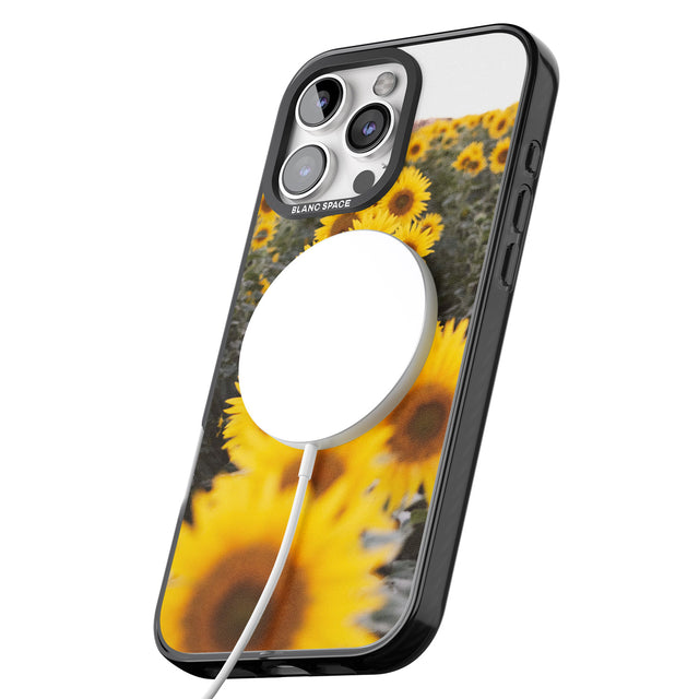 iPhone 16 Pro Max Sunflower Field Photograph Black Impact Phone Case