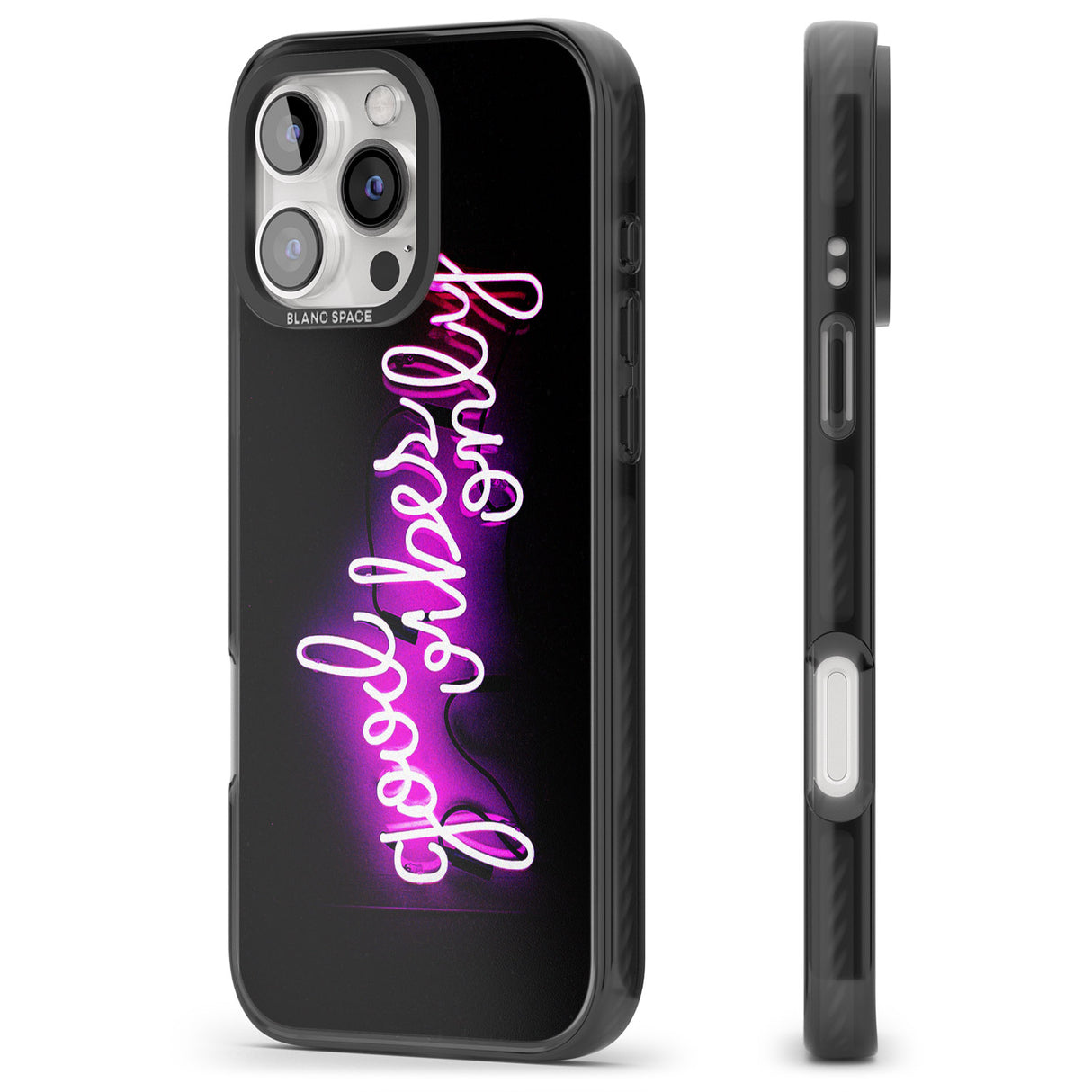 iPhone 16 Pro Max Good Vibes Only Pink Neon Black Impact Phone Case