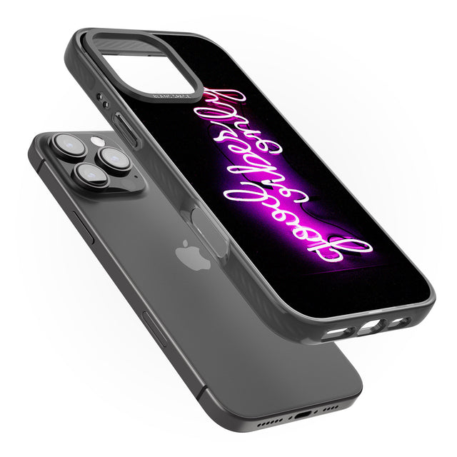 iPhone 16 Pro Max Good Vibes Only Pink Neon Black Impact Phone Case