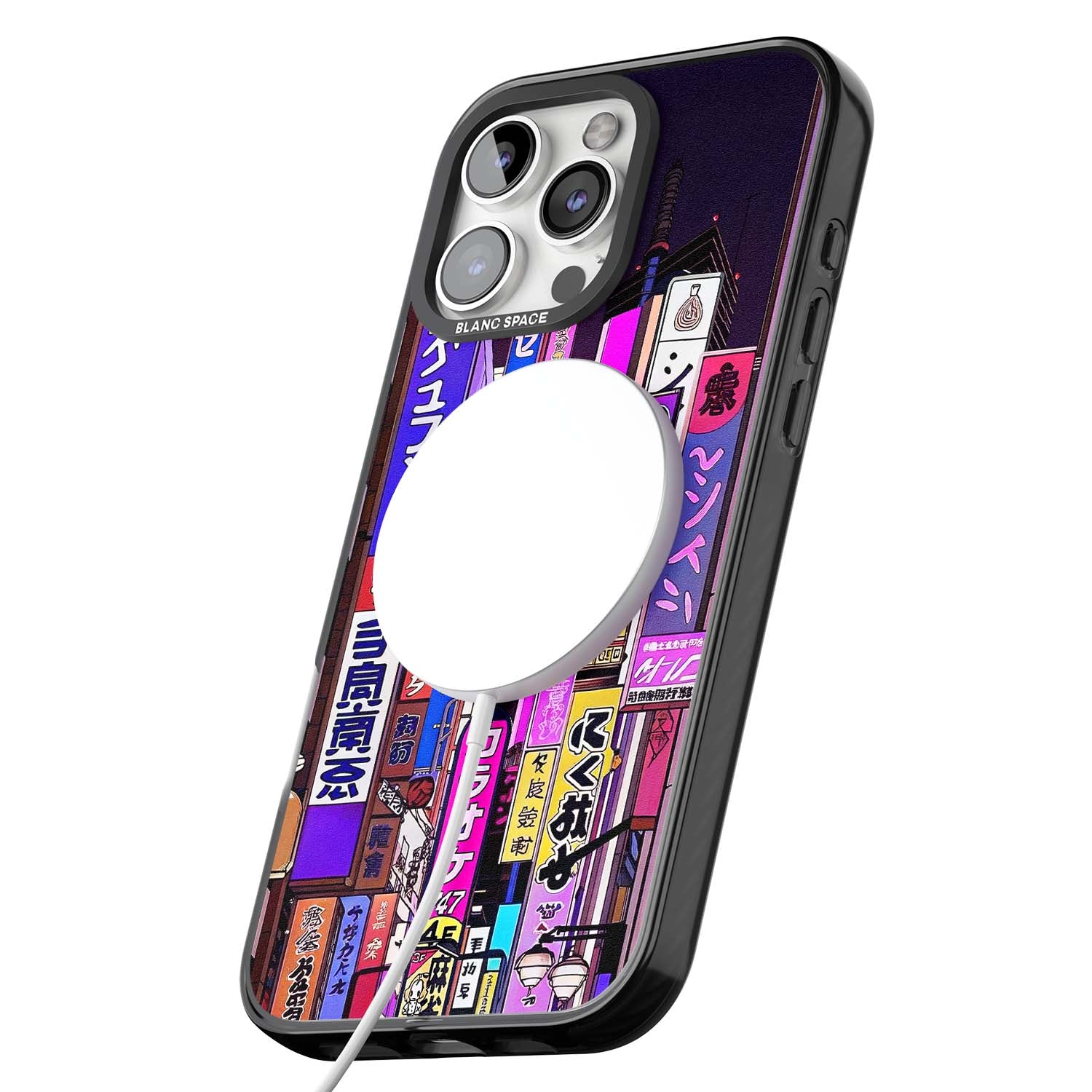 NEON NIGHT anime iPhone case | Black Impact Magsafe case for iPhone 16 Pro, iPhone 16 Pro Max