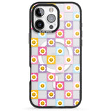 iPhone 16 Pro Max Daisy Squares Pattern Black Impact Phone Case