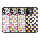 iPhone 16 Pro Max Daisy Squares Pattern Black Impact Phone Case