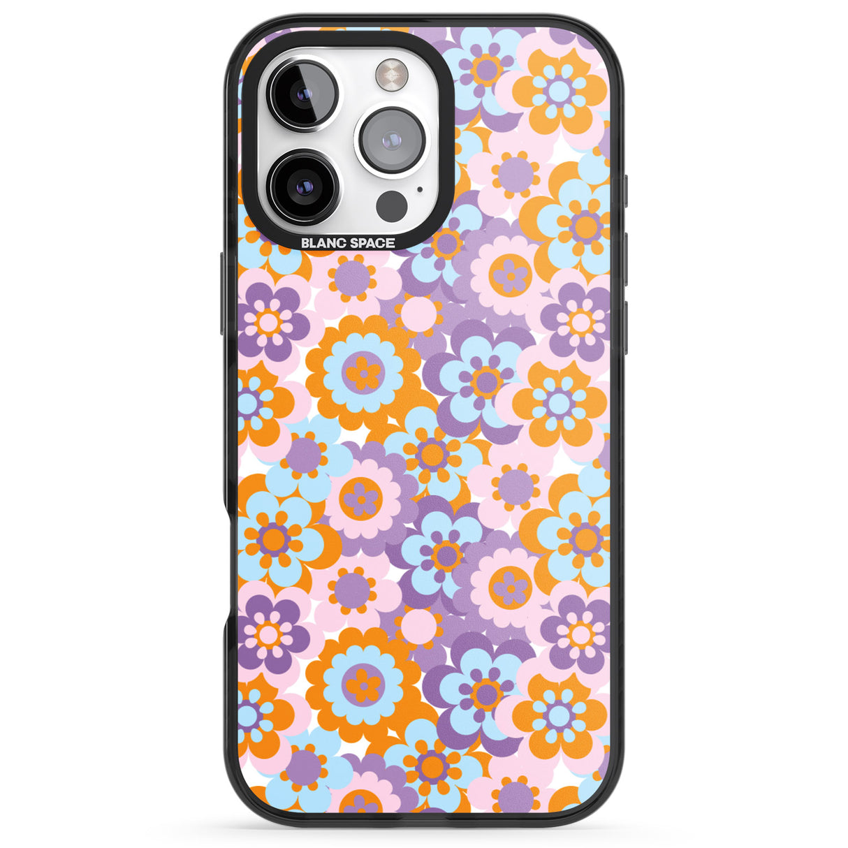 iPhone 16 Pro Max Flower Power Pattern Black Impact Phone Case