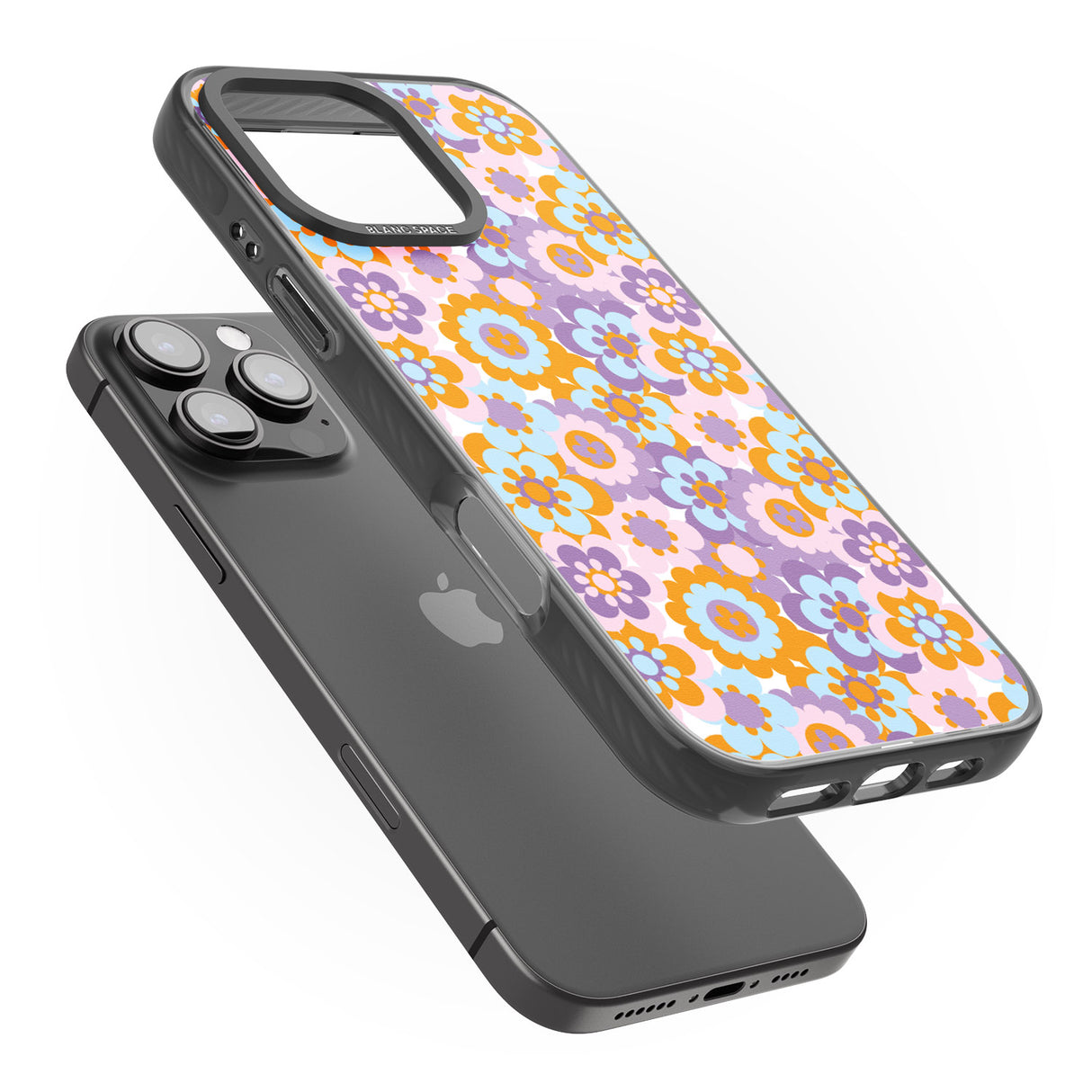 iPhone 16 Pro Max Flower Power Pattern Black Impact Phone Case