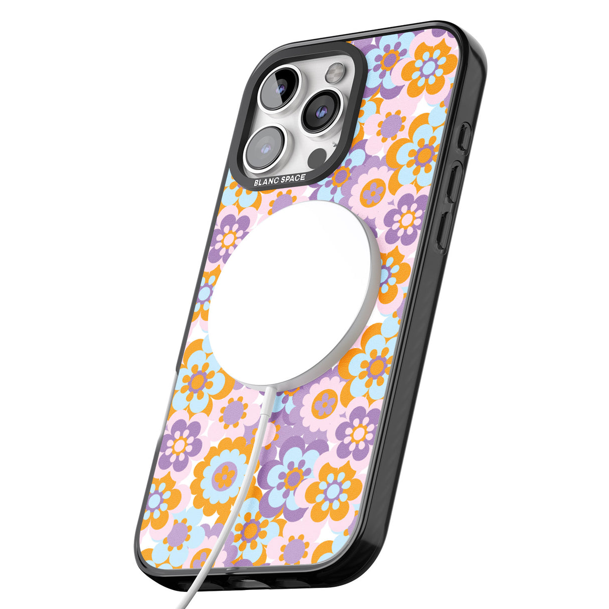 iPhone 16 Pro Max Flower Power Pattern Black Impact Phone Case