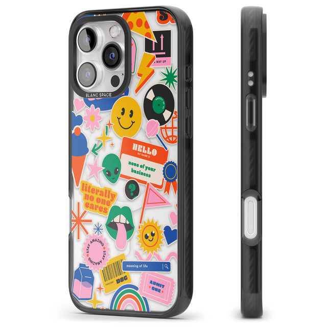 iPhone 16 Pro Max Nostalgic Stickers #1 Black Impact Phone Case