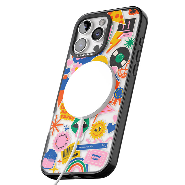 iPhone 16 Pro Max Nostalgic Stickers #1 Black Impact Phone Case