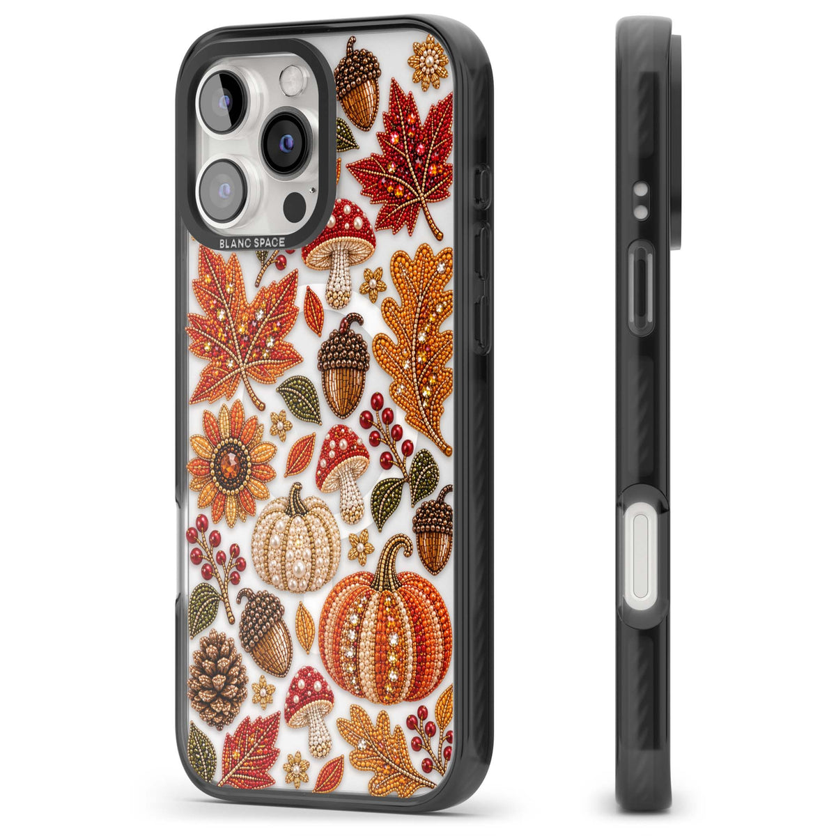 Beaded Autumn iPhone case | Black Impact Magsafe case for iPhone 16 Pro, iPhone 16 Pro Max