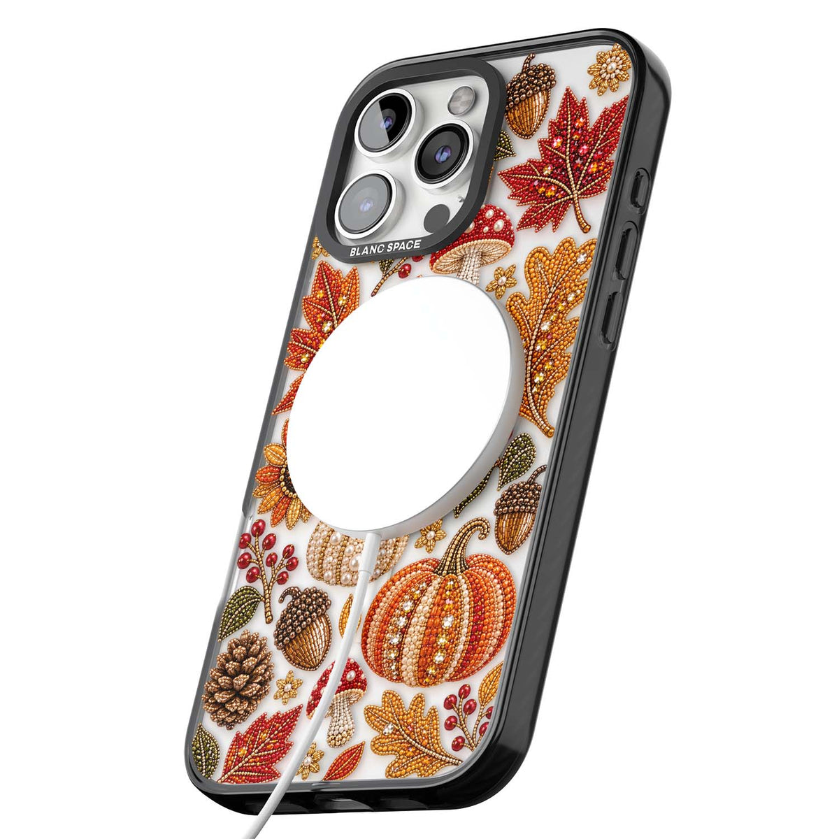 Beaded Autumn iPhone case | Black Impact Magsafe case for iPhone 16 Pro, iPhone 16 Pro Max