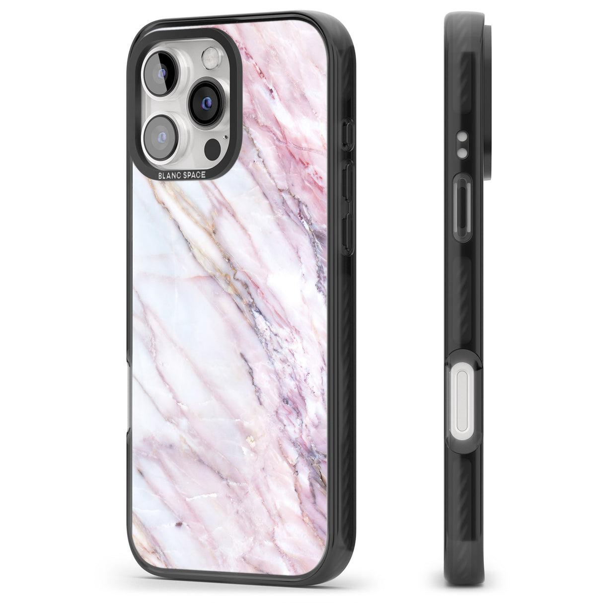 iPhone 16 Pro Max Pink & Purple Marble Black Impact Phone Case