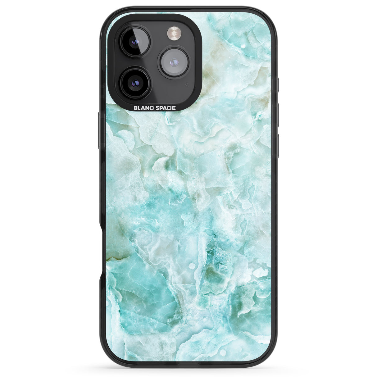 iPhone 16 Pro Max Turquoise Aqua Onyx Marble Black Impact Phone Case