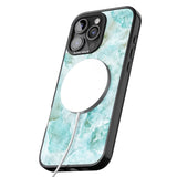 iPhone 16 Pro Max Turquoise Aqua Onyx Marble Black Impact Phone Case