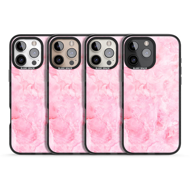 iPhone 16 Pro Max Bright Pink Onyx Marble Texture Black Impact Phone Case