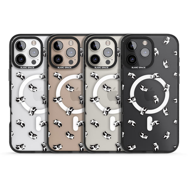 iPhone 16 Pro Max Tiny Panda Pattern Black Impact Phone Case