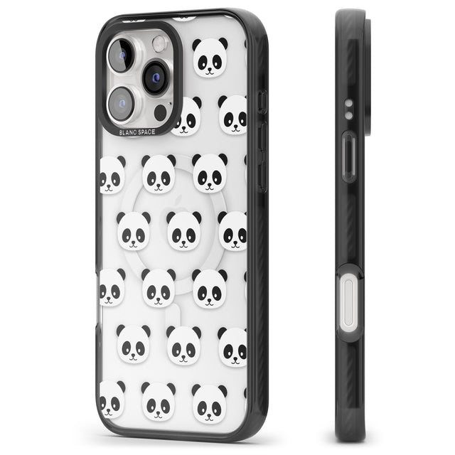 iPhone 16 Pro Max Panda Face Pattern Black Impact Phone Case