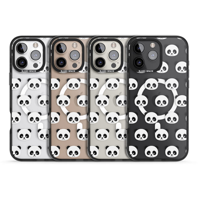 iPhone 16 Pro Max Panda Face Pattern Black Impact Phone Case