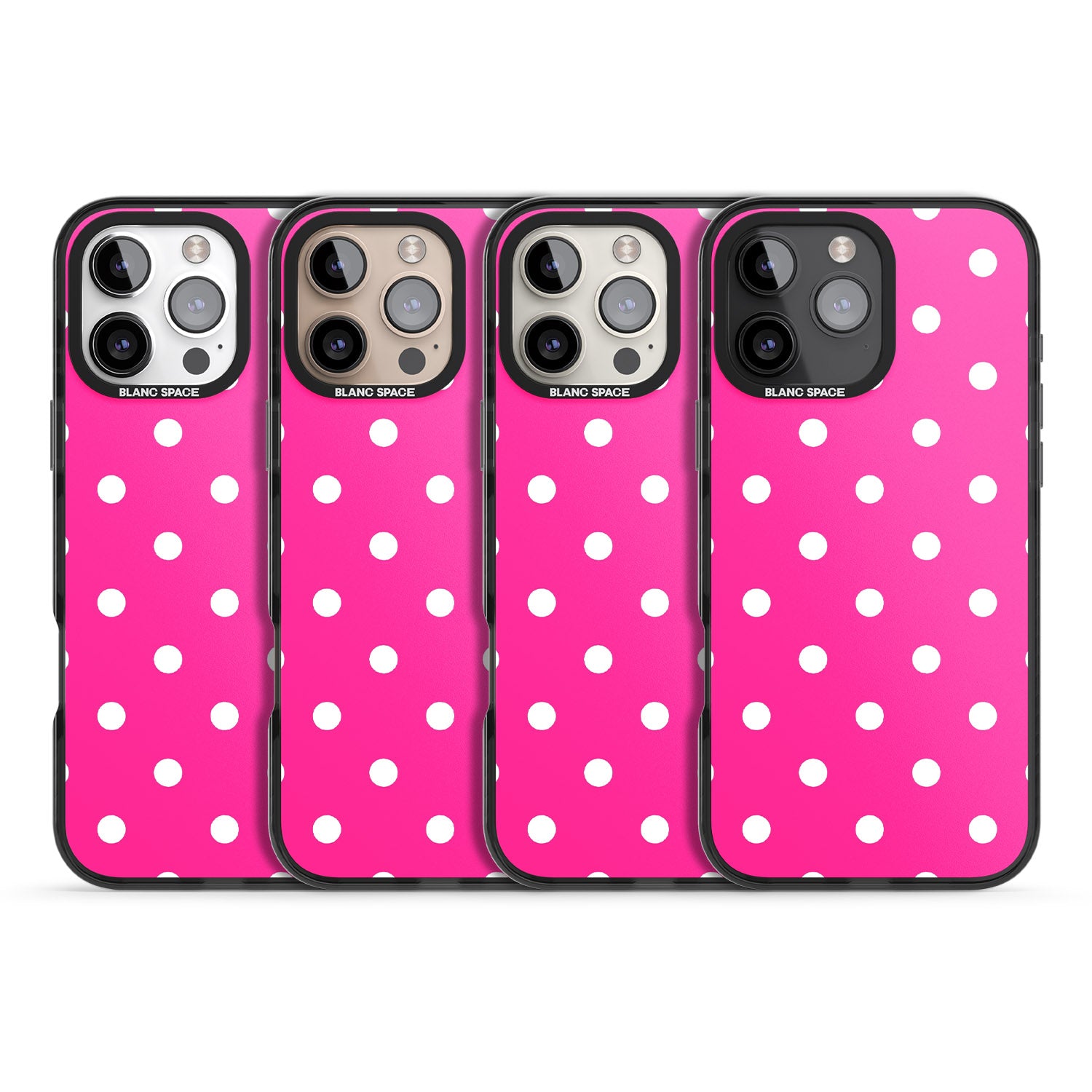iPhone 16 Pro Max Pink Polka Dot Black Impact Phone Case