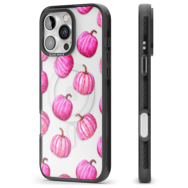 Pink Pumpkins Black Impact Magsafe Phone Case for iPhone 16 Pro, iPhone 16 Pro Max