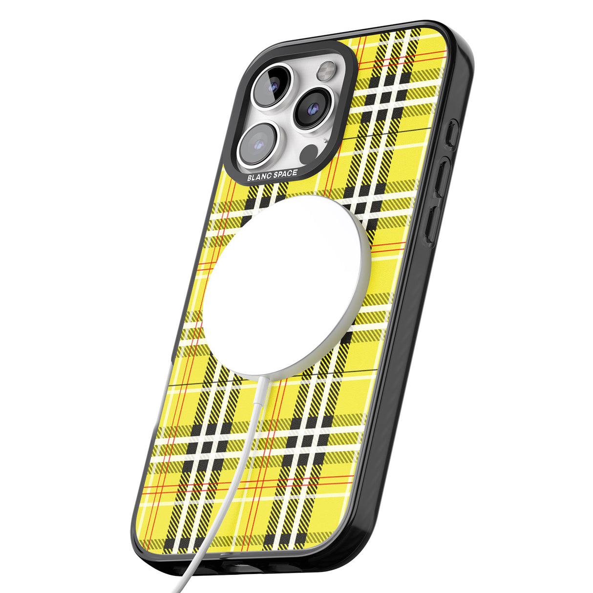 iPhone 16 Pro Max Yellow Plaid Black Impact Phone Case