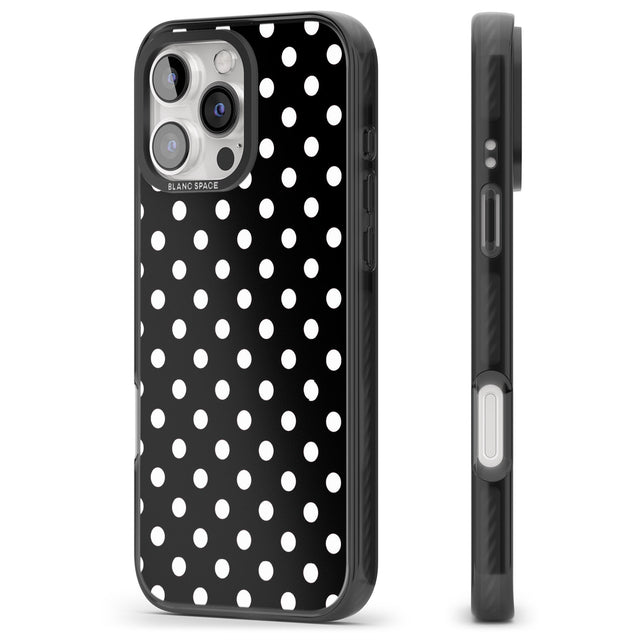 iPhone 16 Pro Max Designer Chic Black Polka Dot Black Impact Phone Case