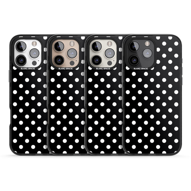 iPhone 16 Pro Max Designer Chic Black Polka Dot Black Impact Phone Case