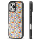 iPhone 16 Pro Max Floral Rabbit Pattern in Rainbow Black Impact Phone Case