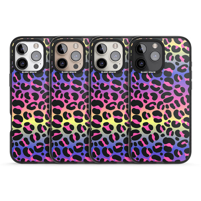 iPhone 16 Pro Max Rainbow Gradient Leopard Print Black Impact Phone Case