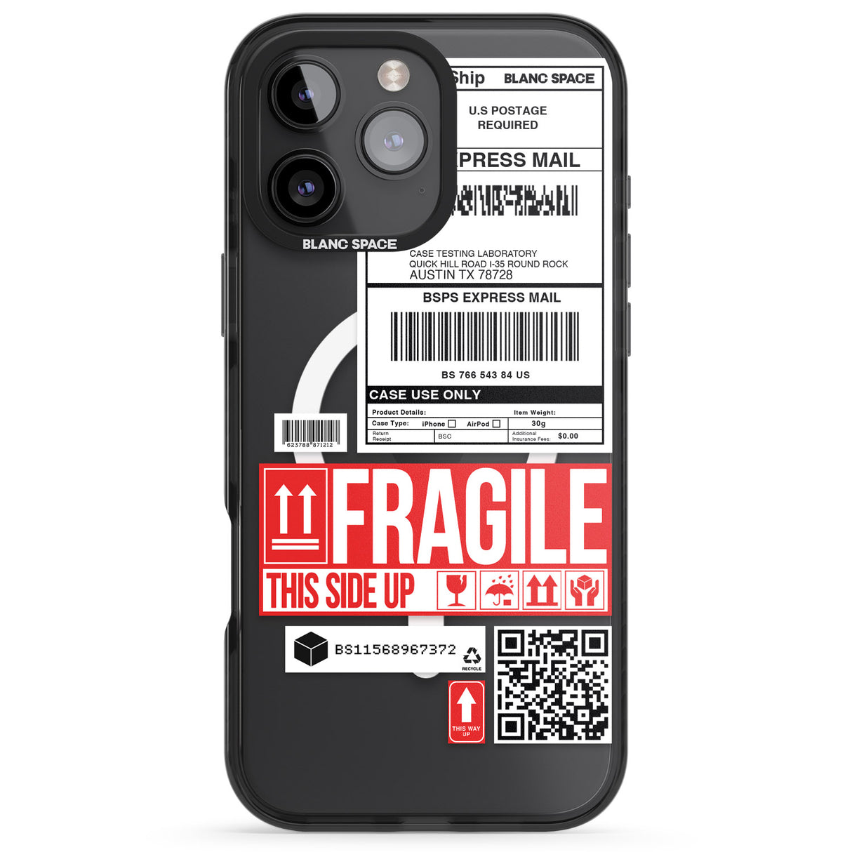 iPhone 16 Pro Max Shipping Label Black Impact Phone Case