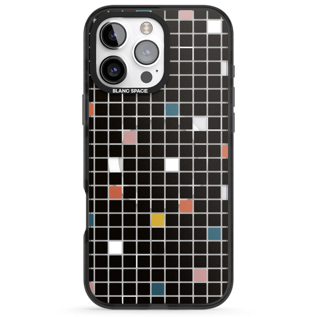 iPhone 16 Pro Max Earthtone Black Geometric Grid Black Impact Phone Case