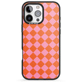 iPhone 16 Pro Max Retro Sunset Diamond Plaid Black Impact Phone Case