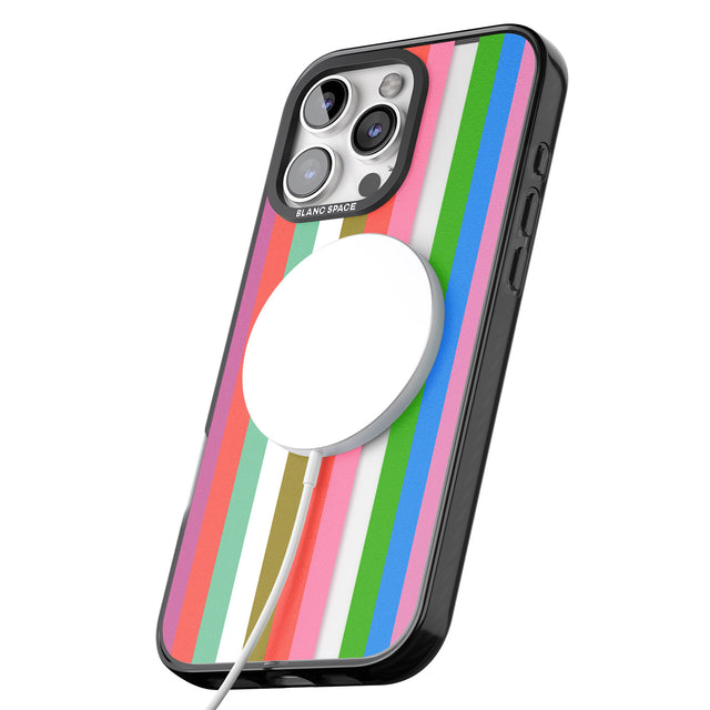 iPhone 16 Pro Max Vibrant Stripes Black Impact Phone Case