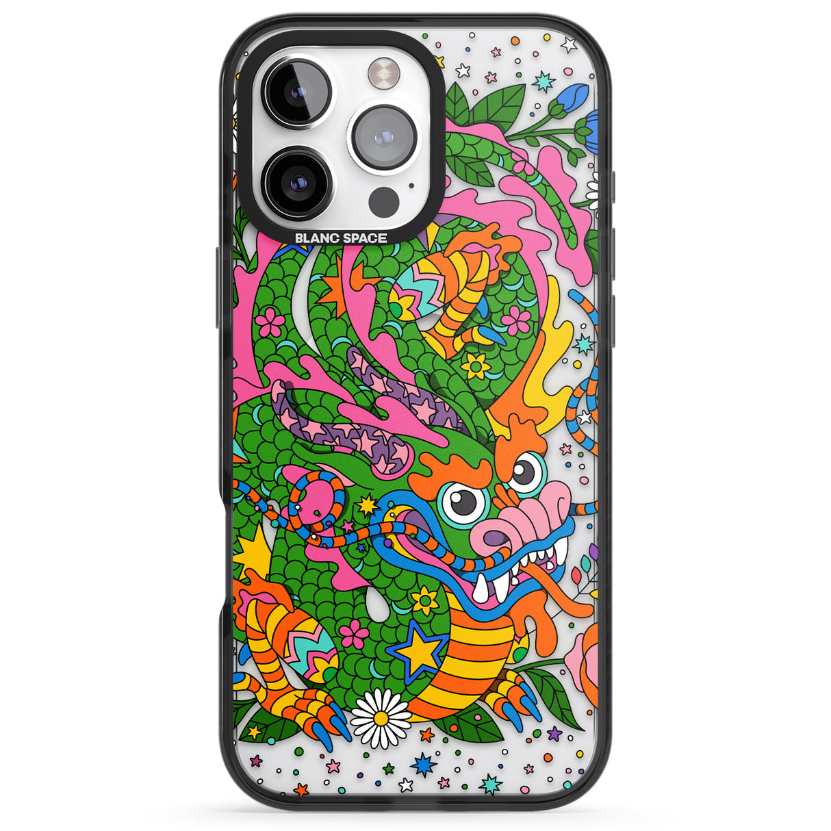 iPhone 16 Pro Max Psychedelic Jungle Dragon Black Impact Phone Case