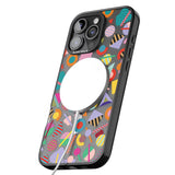 iPhone 16 Pro Max Retro Carnival Shapes Black Impact Phone Case