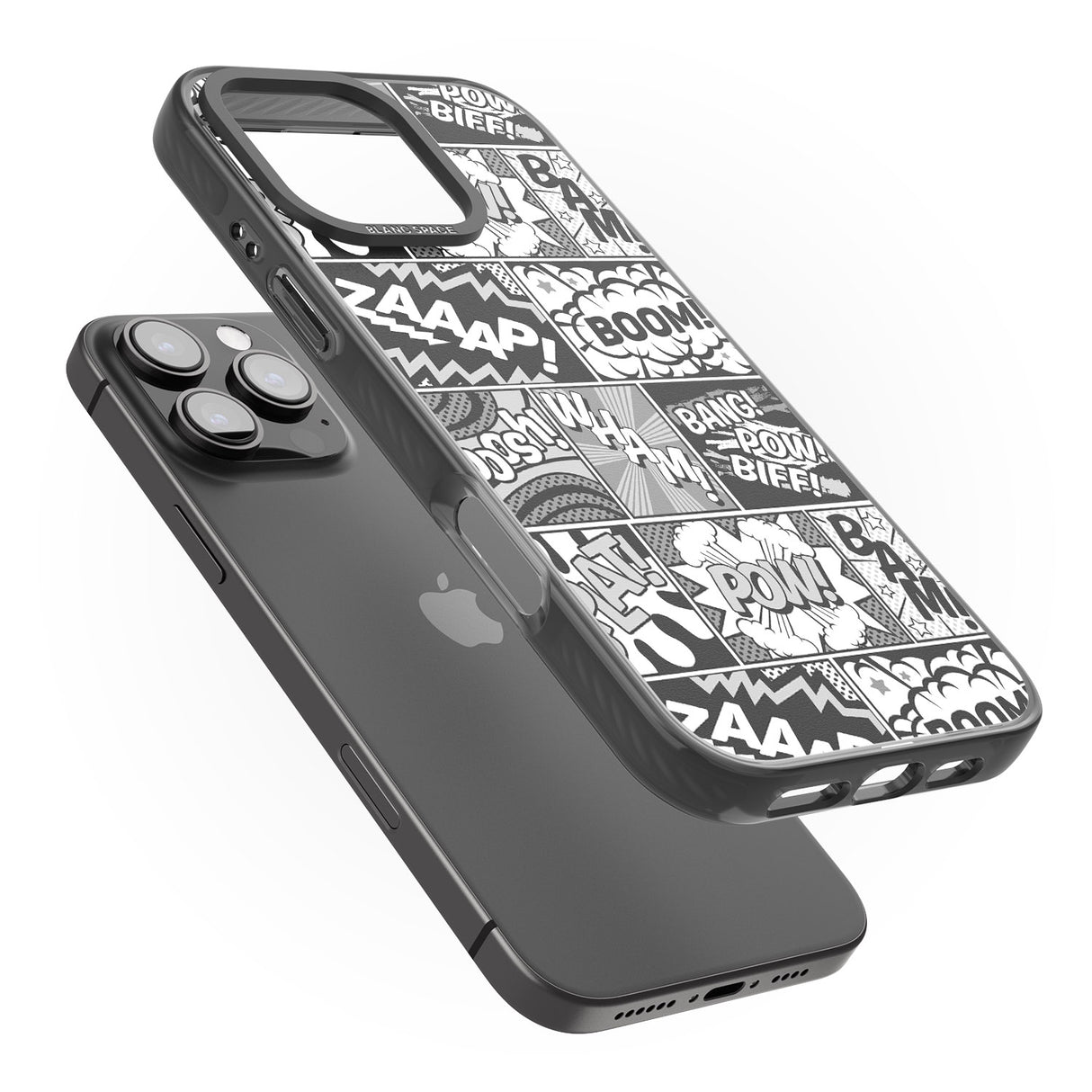 iPhone 16 Pro Max Onomatopoeia (Black & White) Black Impact Phone Case