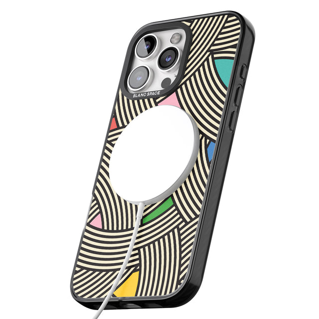 iPhone 16 Pro Max Multicolour Optic Waves Black Impact Phone Case