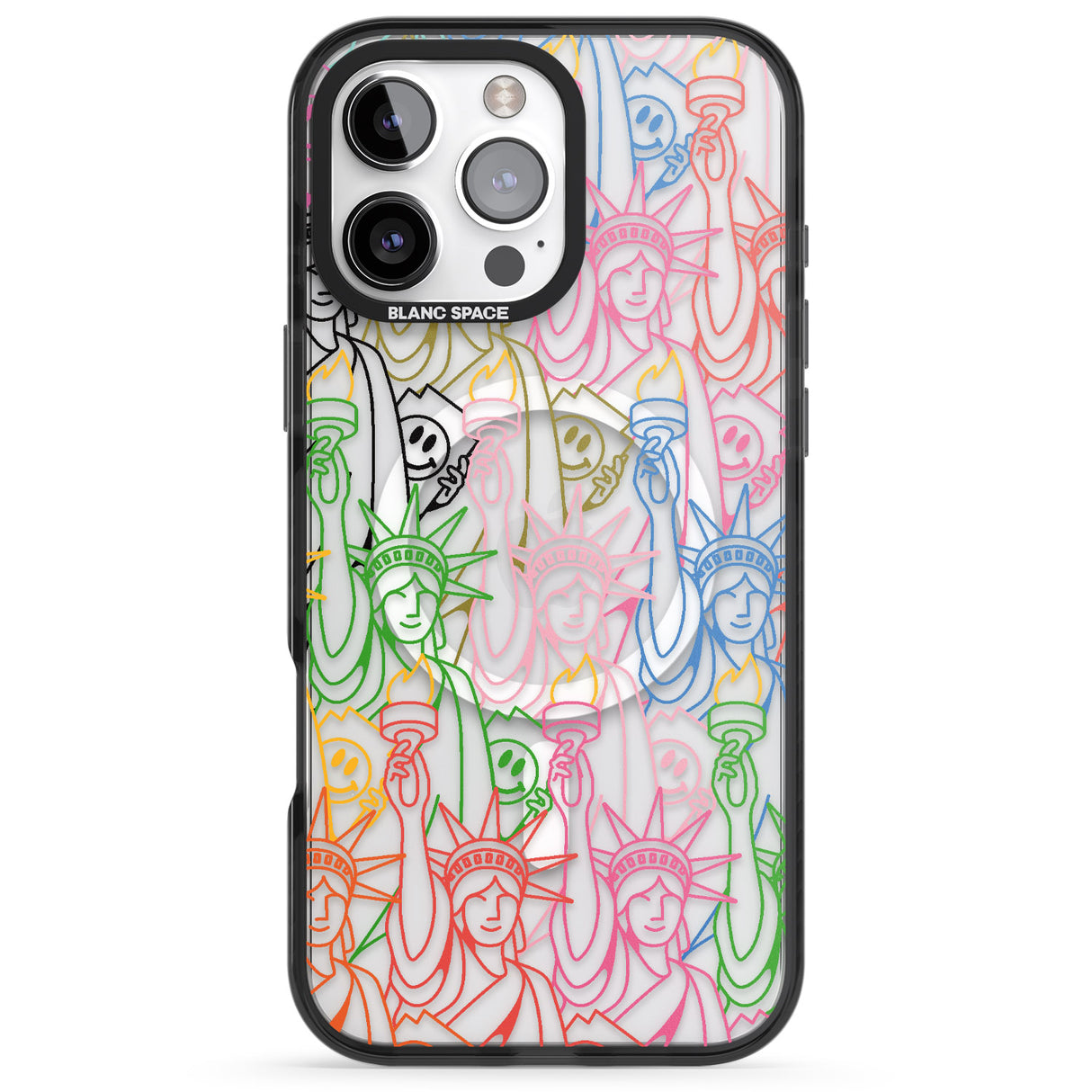 iPhone 16 Pro Max Multicolour Liberty Line Pattern Black Impact Phone Case