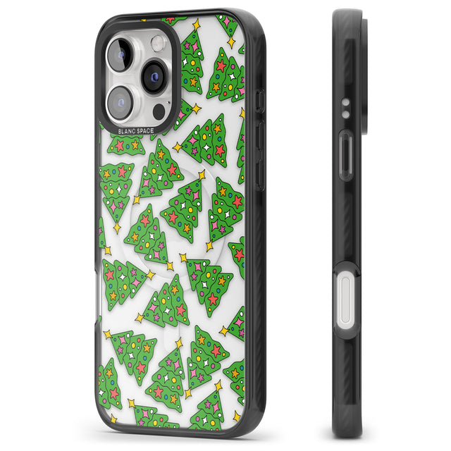 iPhone 16 Pro Max Christmas Tree Pattern Black Impact Phone Case